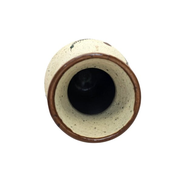 Mexican Tonala Pottery Vase Bird & Floral Design Beige Brown Blue - Picture 10 of 16